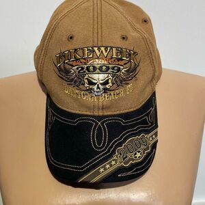 Beach Club Promotions Mens Beige Black Daytona Beach Bike Week 2009 Baseball Cap